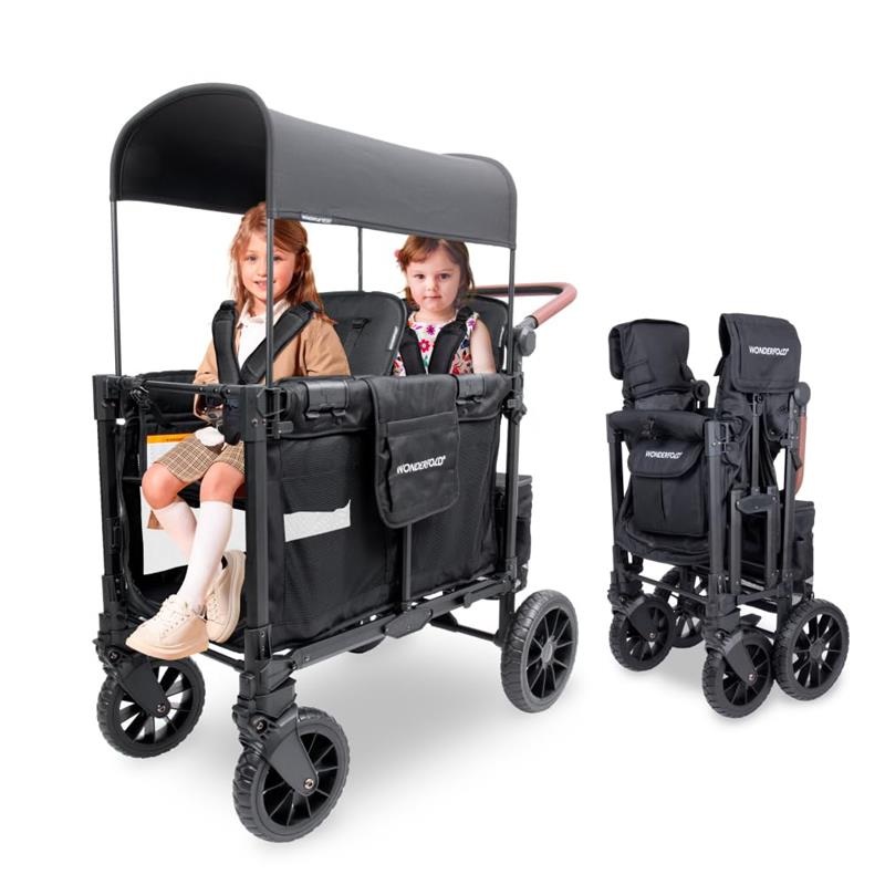 Wonderfold – W2 Luxe Pro Stroller Wagon (2 Seater), Jet Black