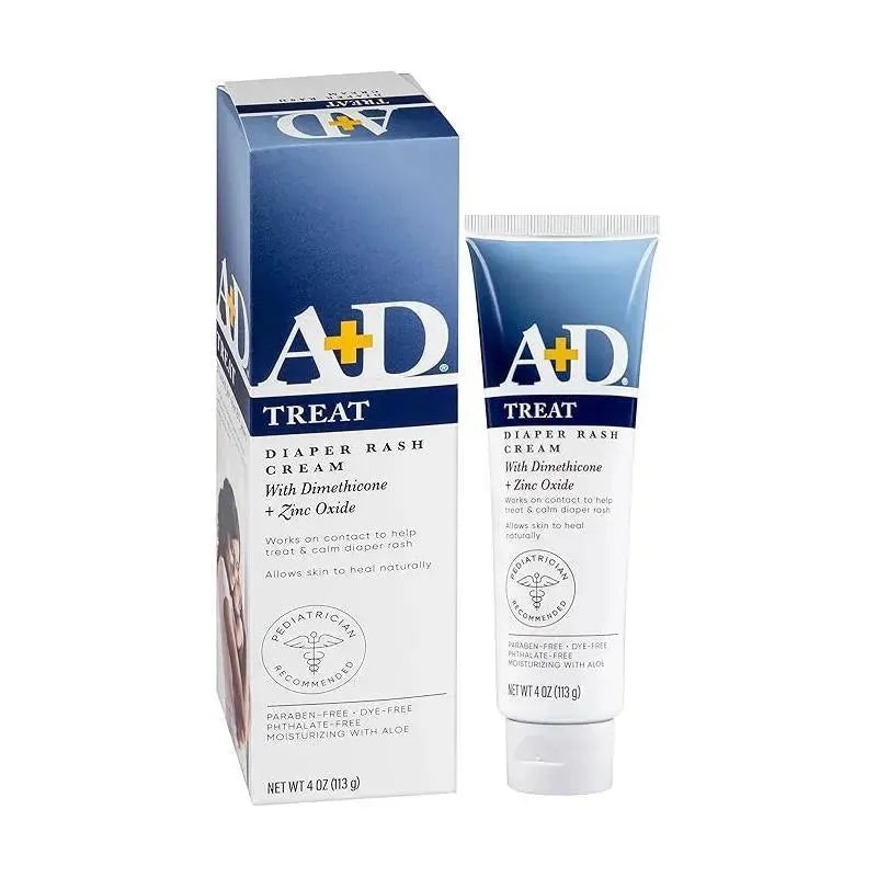 A+D – Zinc Oxide Diaper Rash Treatment Cream, Easy Spreading Baby Skin Care, 4 Oz
