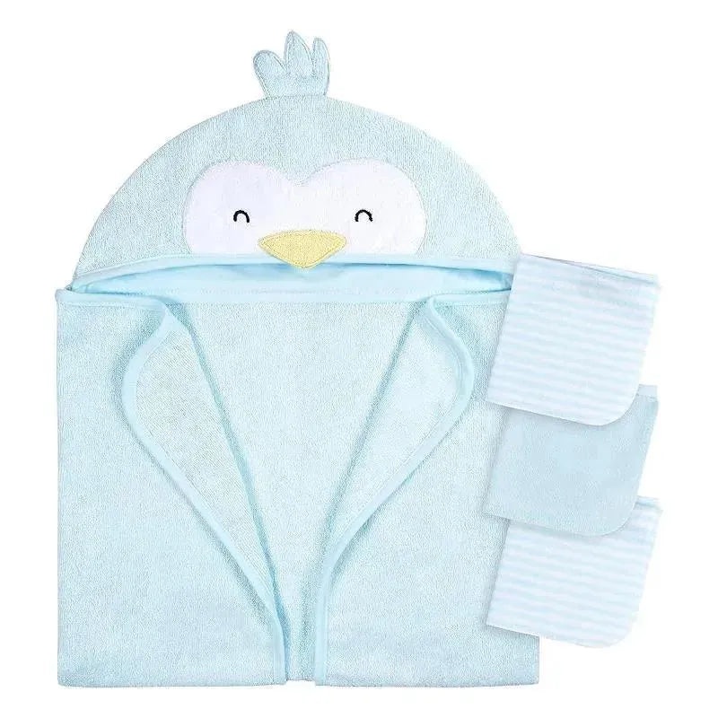 Gerber – Baby Hooded Bath Towel & Washcloths, Penguin