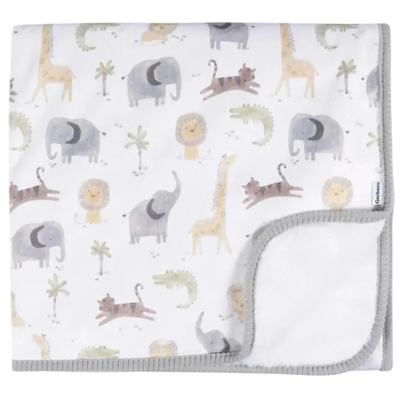 Gerber Bedding – 1Pk 2Ply Plush Blanket, Neutral Animals