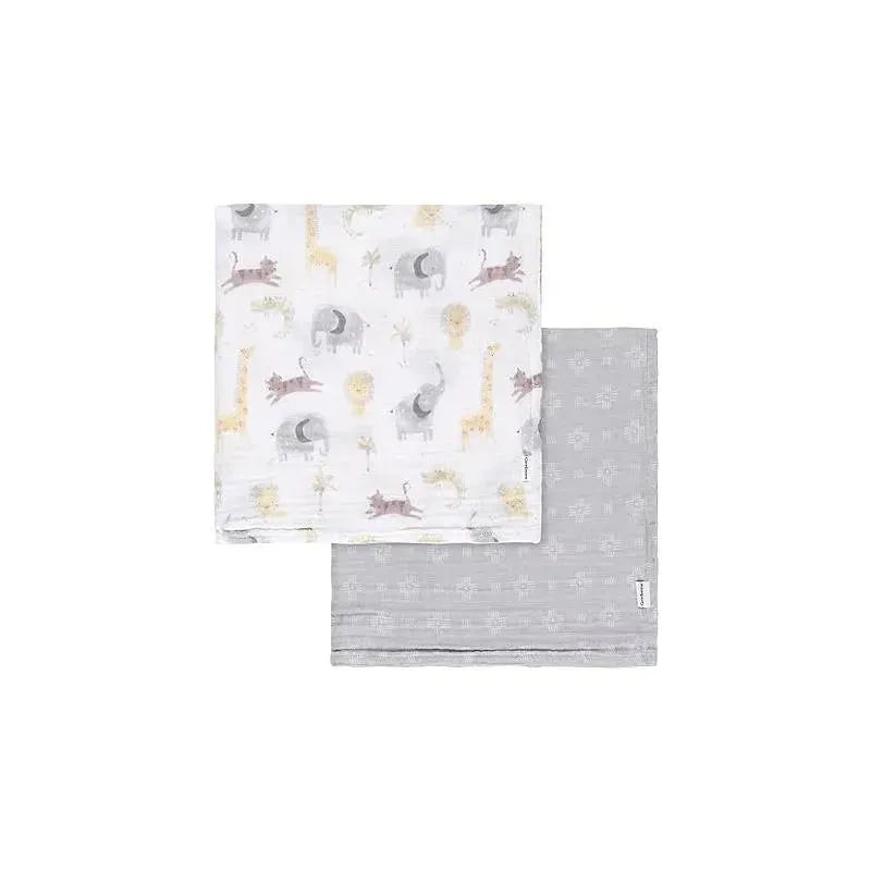 Gerber Bedding – 2Pk Muslin Blanket, Neutral Animals + Geos