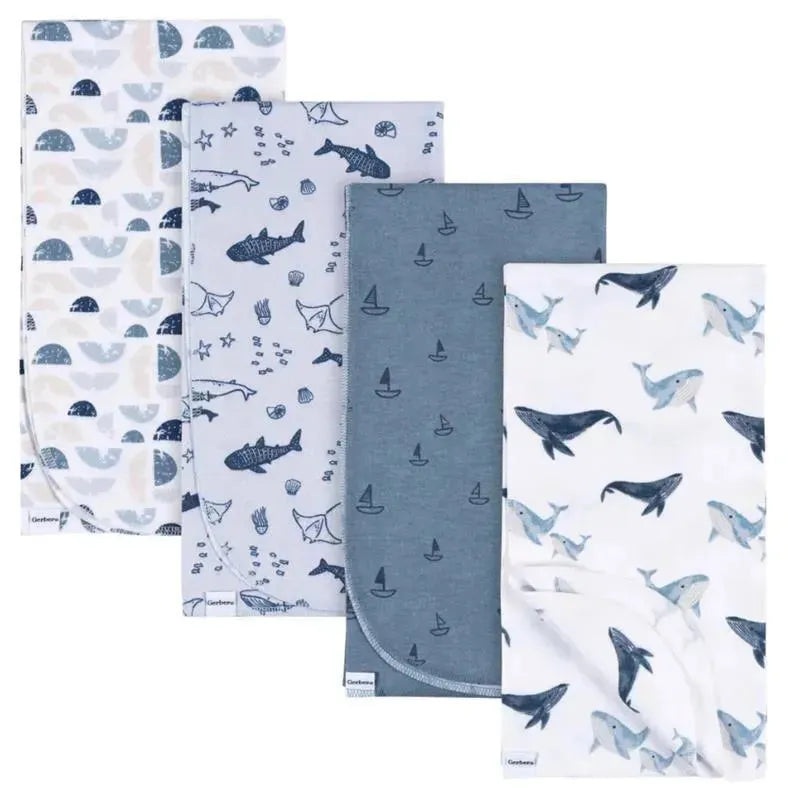 Gerber Bedding – 4Pk Flannel Blanket, Whale