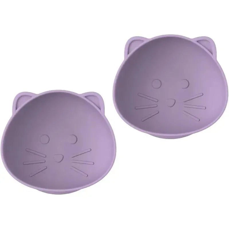 Melii – Silicone Suction Bowls for Babies and Toddlers, 10.1 oz – 2 Pack, Cat Purple