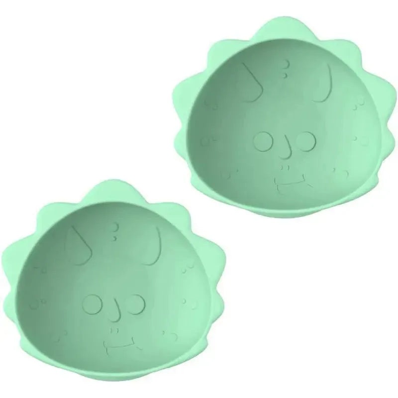 Melii – Silicone Suction Bowls for Babies and Toddlers, 10.1 oz – 2 Pack, Dino Green