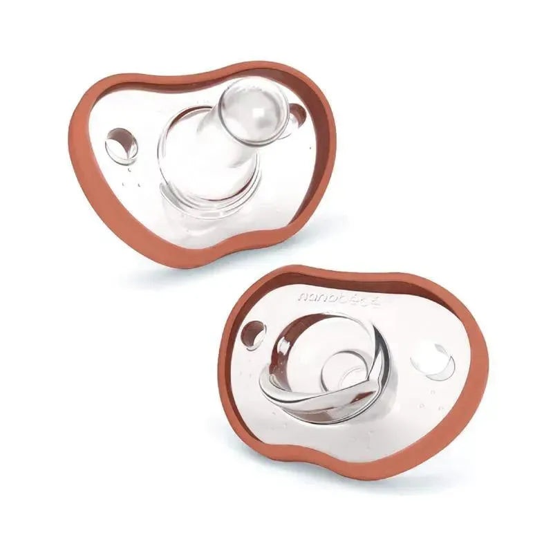 Nanobebe – Baby Pacifiers 0-3 Month, Orthodontic, Award Winning 100% Silicone BPA Free, 2Pk Clay