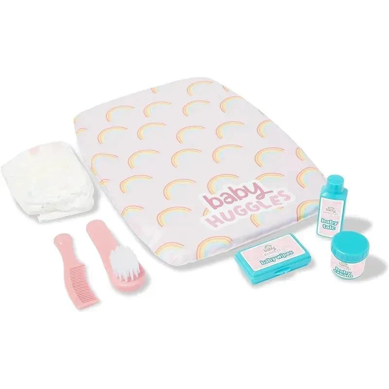 Casdon – Ultimate Care Kit for Dolls with Rainbow Cushioned Changing Mat, Nappy, Brush, Comb, and Containers – Ages 3 plus