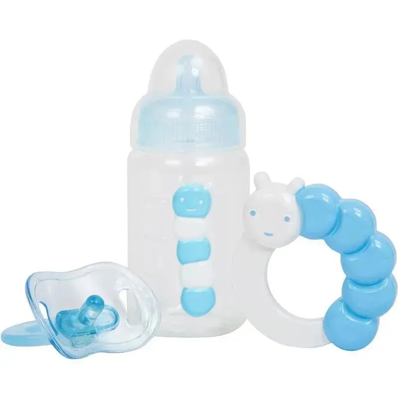 JC Toys – Blue Baby Doll Bottle, Rattle & Pacifier Set, Ages 2+