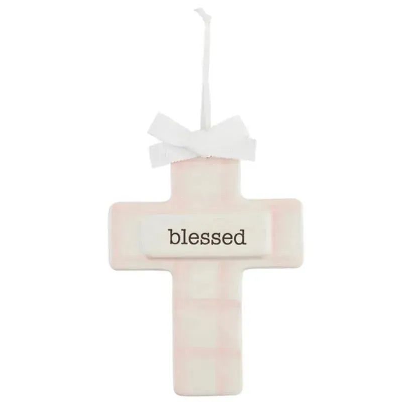 Mud Pie – Pink Ceramic Keepsake Cross