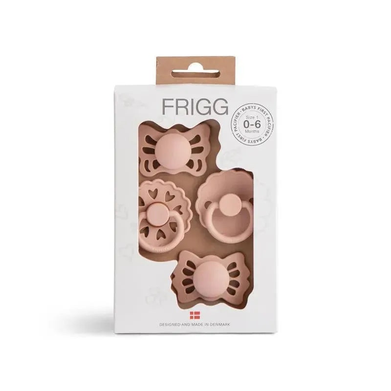 Mushie – Frigg Baby’s First Pacifier? Set, Floral Heart 4-Pack, BPA-Free, 0 to 6 Months, Blush