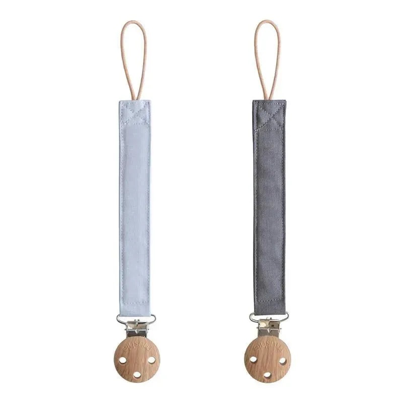 Mushie – Linen Baby Pacifier Clip Holder, Soft Fabric Strap, 2-Pack, Powder BlueDeep Sea