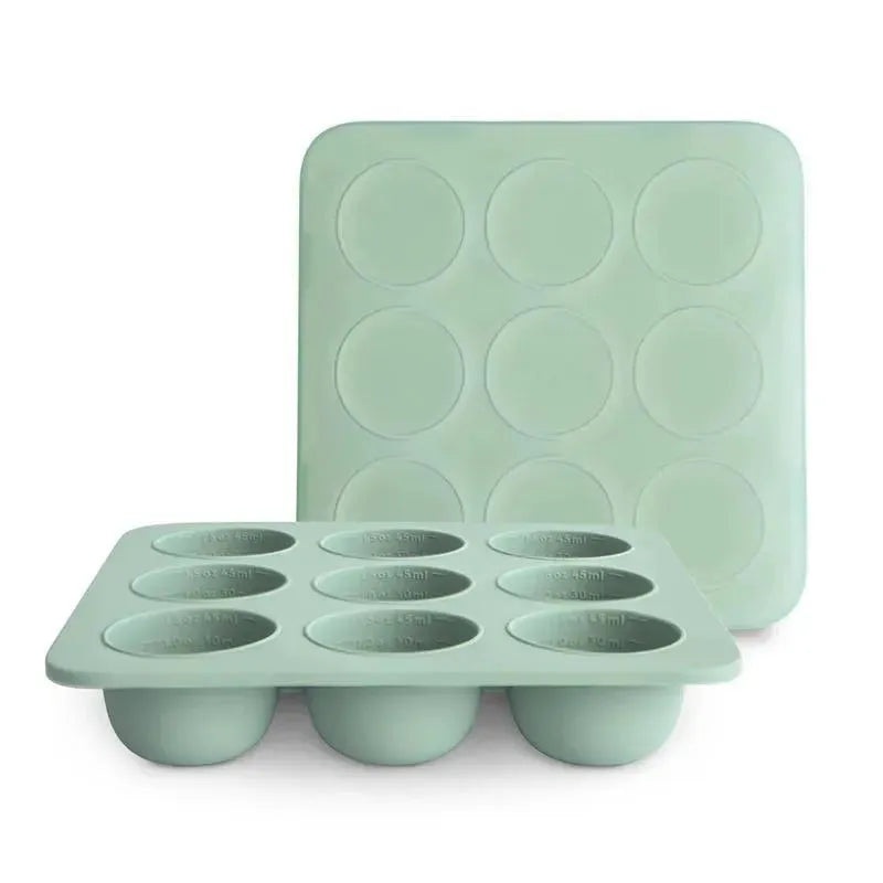 Mushie – Silicone Baby Food Freezer Tray with Lid, 9 Cups 1.5oz, Cambridge Blue