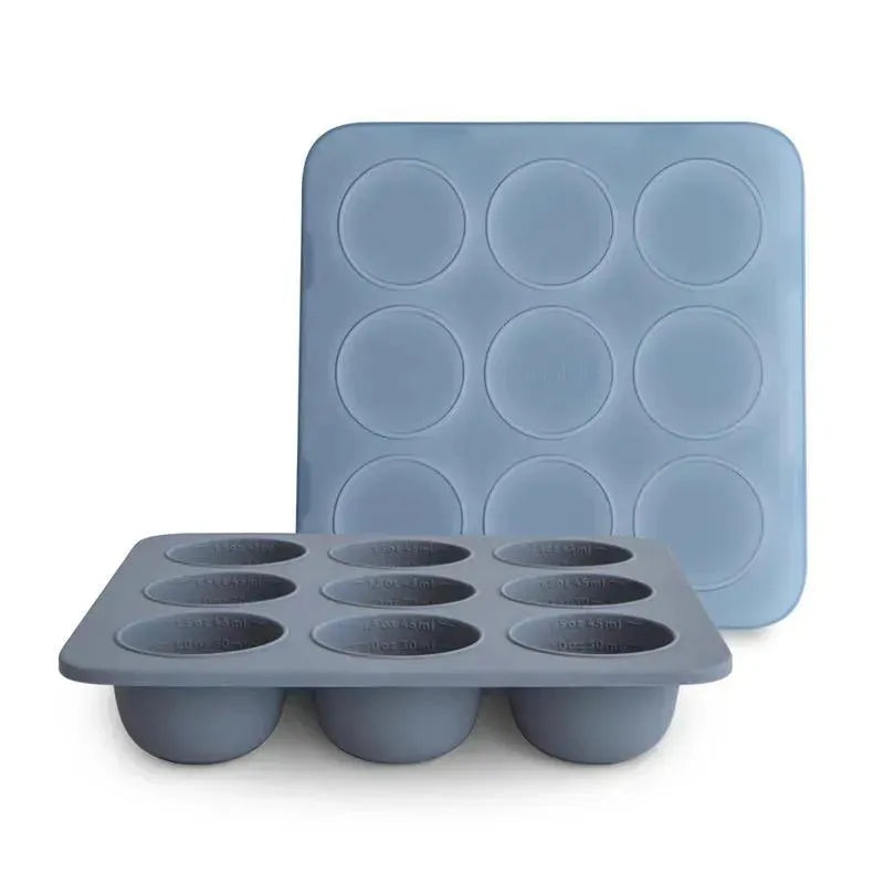 Mushie – Silicone Baby Food Freezer Tray with Lid, 9 Cups 1.5oz, Tradewinds