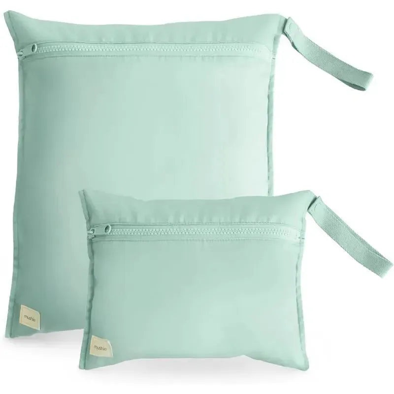 Mushie – Water Resistant Wet Bags, Large & Small Reusable Storage Bag, Set of 2 Roman Green
