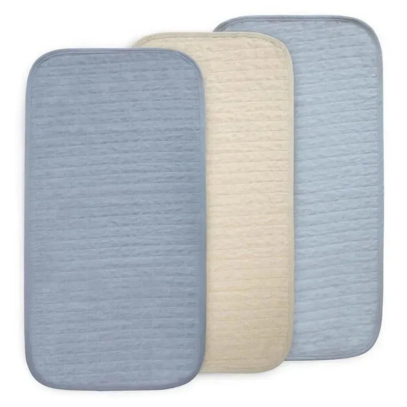 Mushie – Waterproof Changing Pad Liners, 100% Organic Cotton, Set of 3, Blue Combo