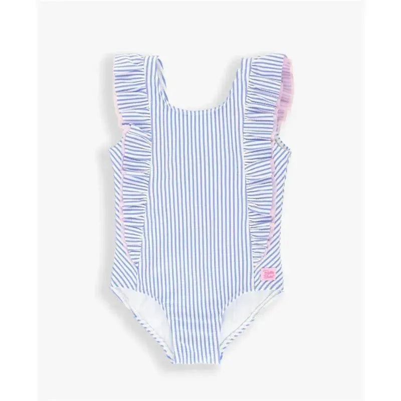 Rufflebutts – Periwinkle Blue Seersucker One Piece Waterfall