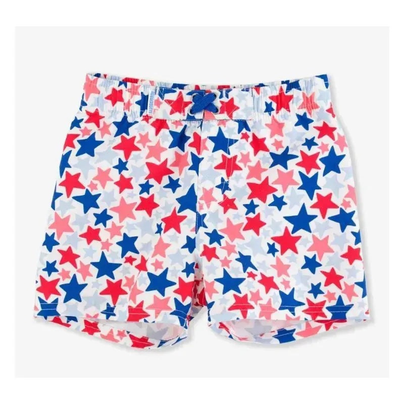 Rufflebutts – Star-Spangled Swim Trunks White With Stars