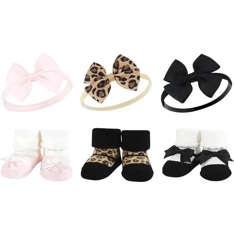 Baby Vision – Hudson Baby Girl’s Headband and Socks Giftset, Leopard