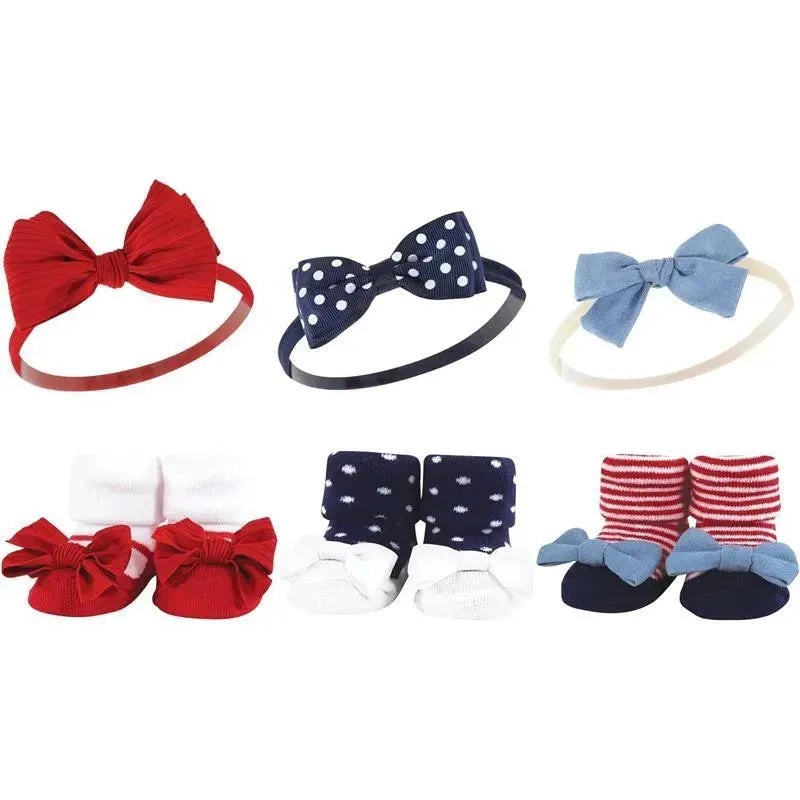 Baby Vision – Hudson Baby Girl’s Headband and Socks Giftset, Red Chambray
