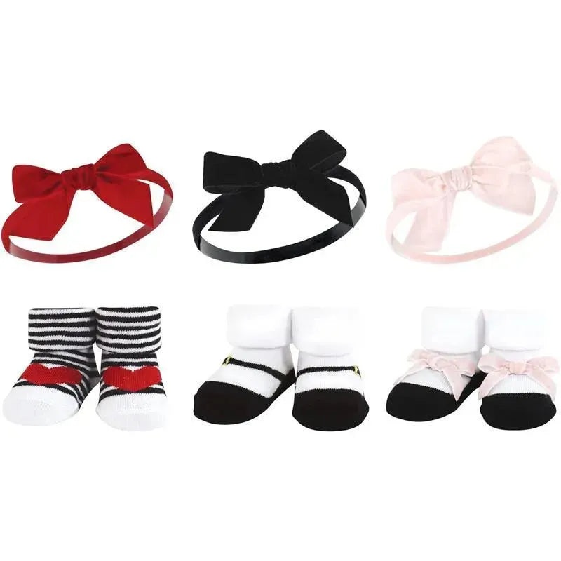 Baby Vision – Hudson Baby Girl’s Headband and Socks Giftset, Red Pink