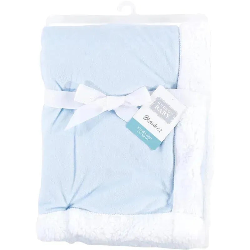 Baby Vision – Hudson Baby Unisex Baby Plush Mink and Sherpa Blanket, Light Blue White