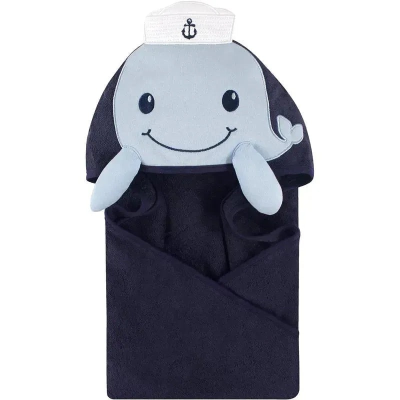 Baby Vision – Little Treasure Unisex Baby Cotton Animal Face Hooded Towel, Sailor Whale