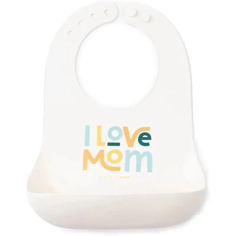 Bella Tunno – Wonder Bib, Silicone Baby Bib for Girls & Boys, Non-toxic BPA Free Soft Silicone Bib, I Love Mom