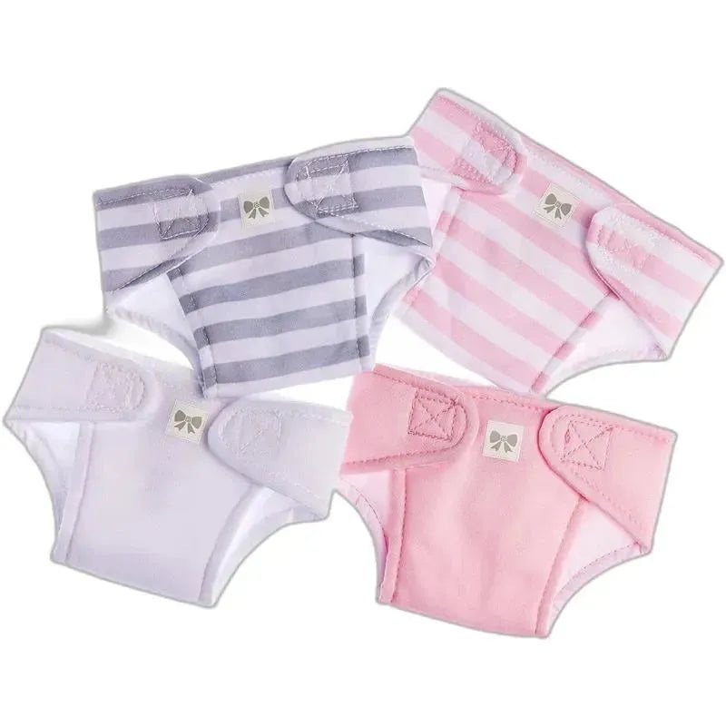 JC Toys – Baby Doll Washable and Reusable Eco Diapers, 4 Pack Fits Dolls 14 to 18, Pink