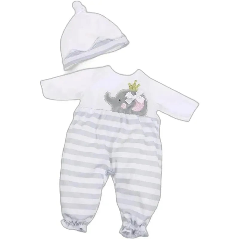 JC Toys – Berenguer Boutique Baby Doll Outfit, Gray Striped Long Onesie, Ages 2+