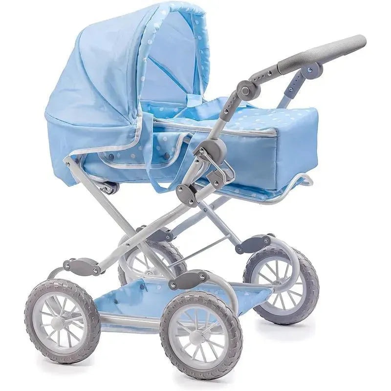 JC Toys – Berenguer Boutique, Deluxe Foldable Baby Doll Stroller with Canopy, Blue