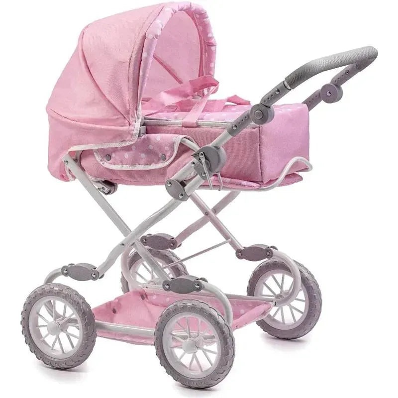 JC Toys – Berenguer Boutique, Deluxe Foldable Baby Doll Stroller with Canopy, Pink