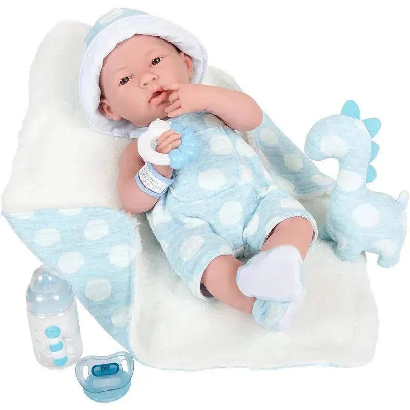 JC Toys – La Newborn All-Vinyl-Anatomically Correct Real Boy 15, Designed by Berenguer, Blue with Dots