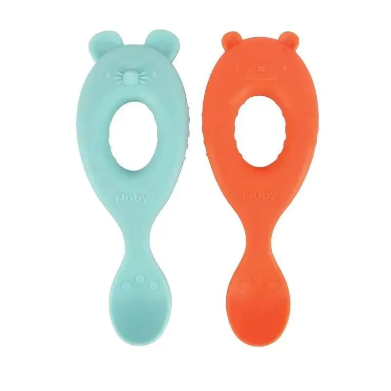 Nuby – Silicone Character Spoons – 2Pk Silicone, Bear & Mouse