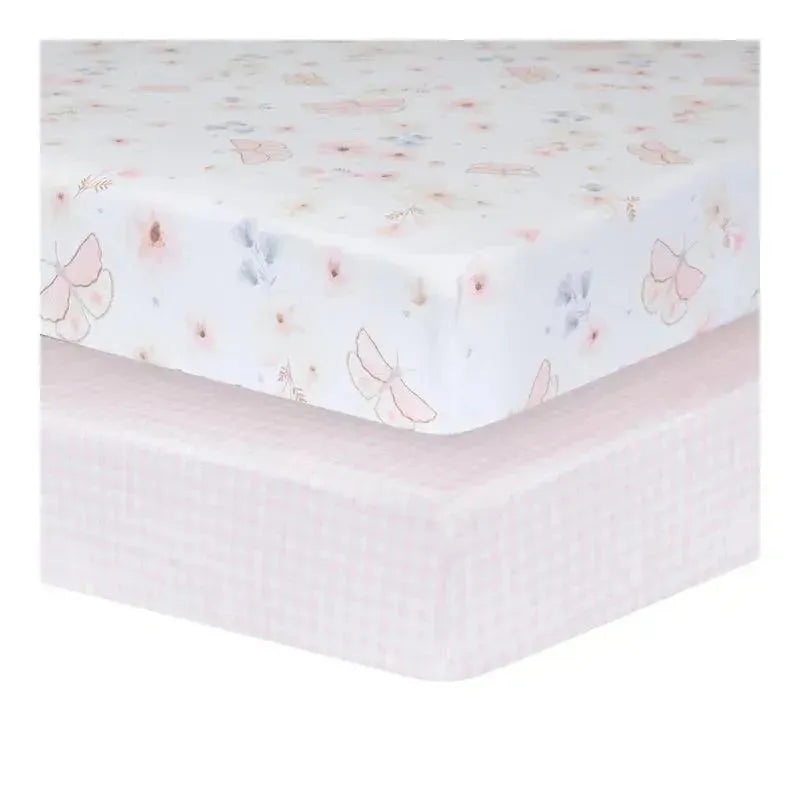 Living Textiles – Cotton Jersey Fitted Sheet, Pink Gingham