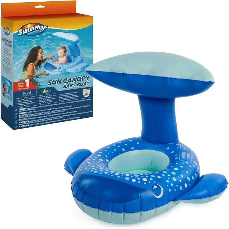 Spin Master – Swimways Sun Canopy Baby Boat, Toys for Kids Aged 9-24 Months, Whale