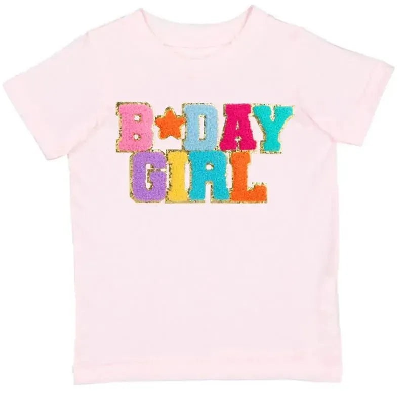 Sweet Wink – Birthday Girl Patch T-Shirt Kids Short Sleeve Shirt