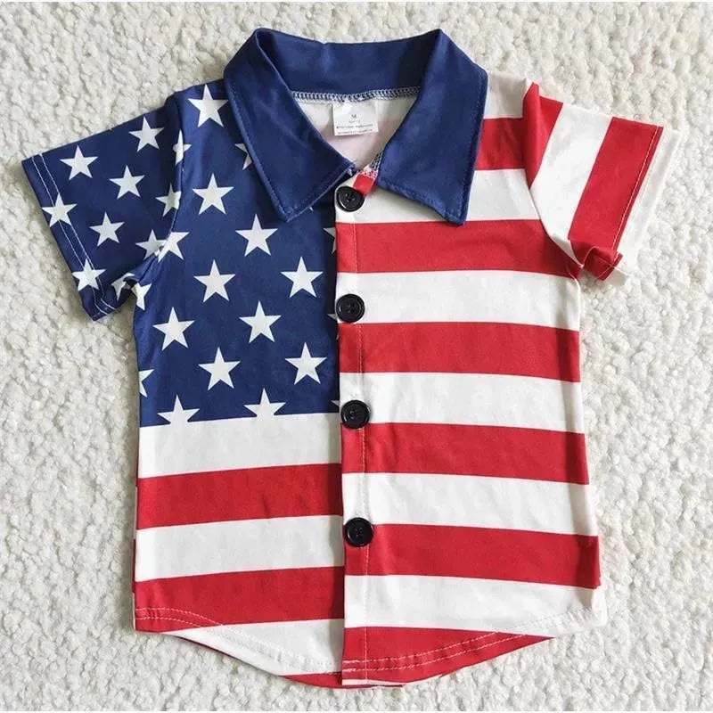 Aier – Baby Boys 4Th Of July Star Stripe Shirts