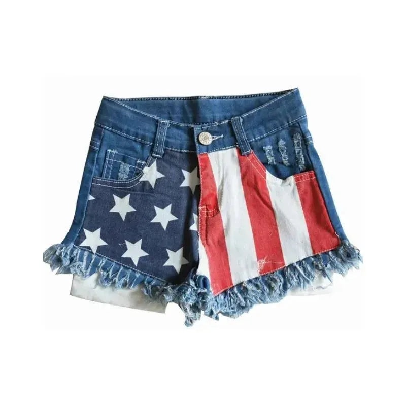 Aier – Baby Girls 4Th Of July Summer Denim Star Shorts