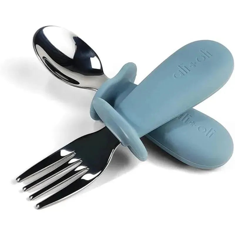 Ali+Oli – Spoon & Fork Learning Set for Toddlers, 6m+, Powder Blue