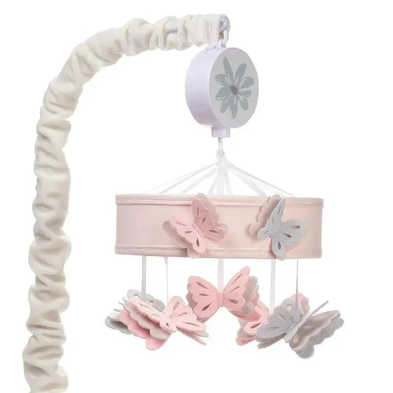 Lambs & Ivy – Baby Blooms Pink Butterfly Musical Baby Crib Mobile Soother Toy