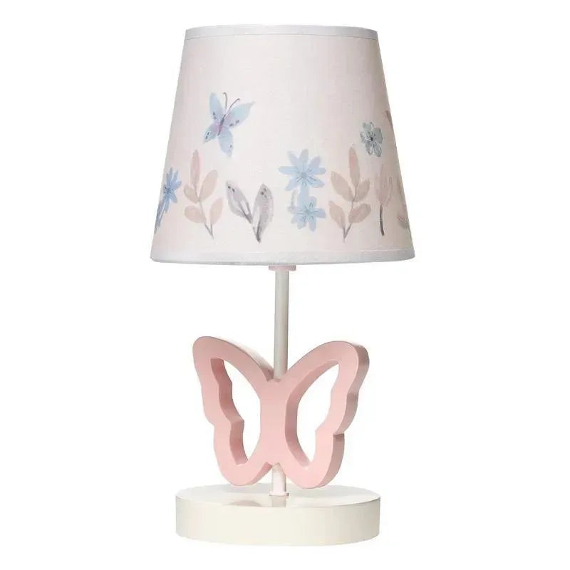 Lambs & Ivy – Baby Blooms Pink Butterfly Nursery Lamp with Floral Shade & Bulb
