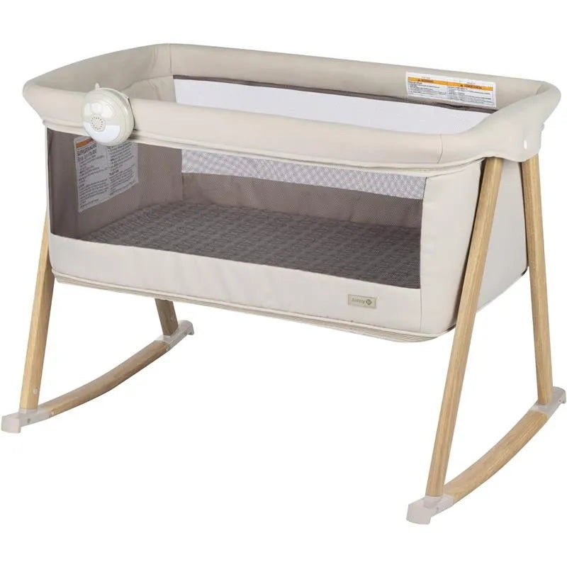 Safety 1st – Rest-and-Romp 2-in-1 Bassinet & Play Yard with Soothing Sounds, Dunes Edge