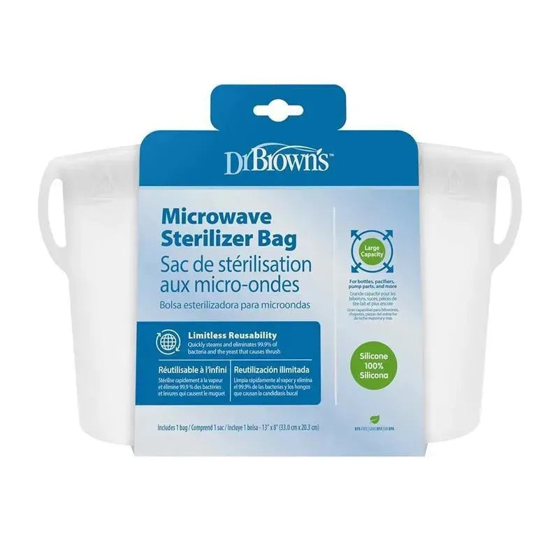 Dr Brown – 100% Silicone Microwave Steam Sterilizer Bag, Reusable Sterilizing Bag