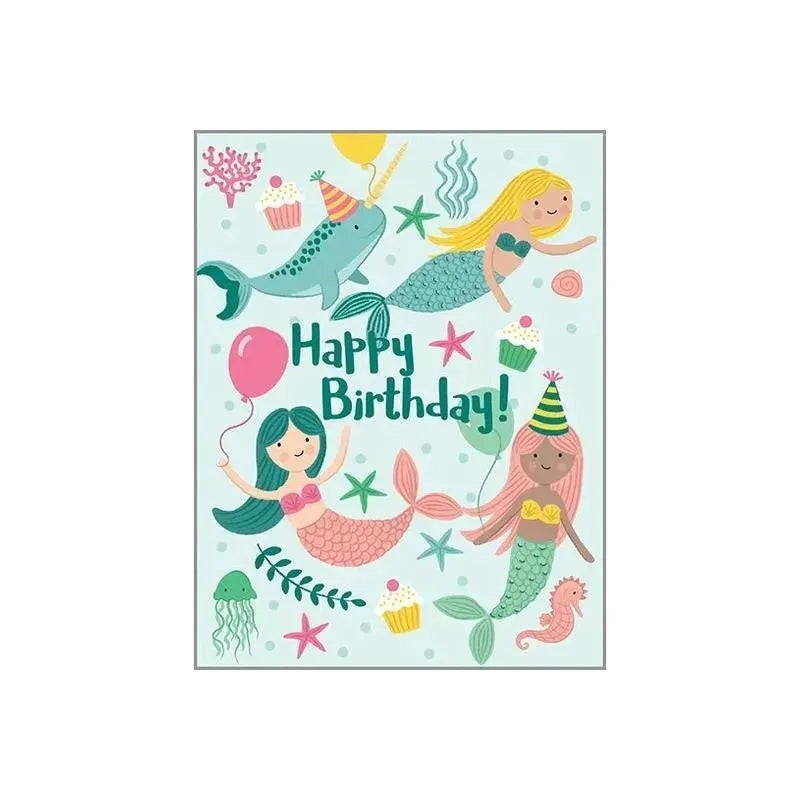 Gina B Designs – Birthday Greetings Card, Mermaids and Balloons