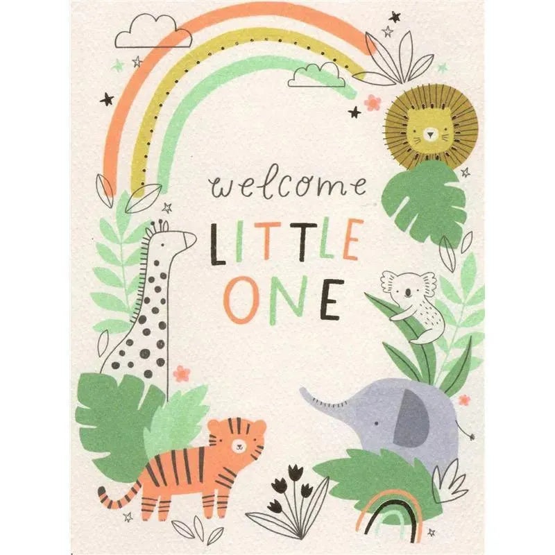 Gina B Designs – Zoo Themed New Baby Greeting Card, Welcome Little One