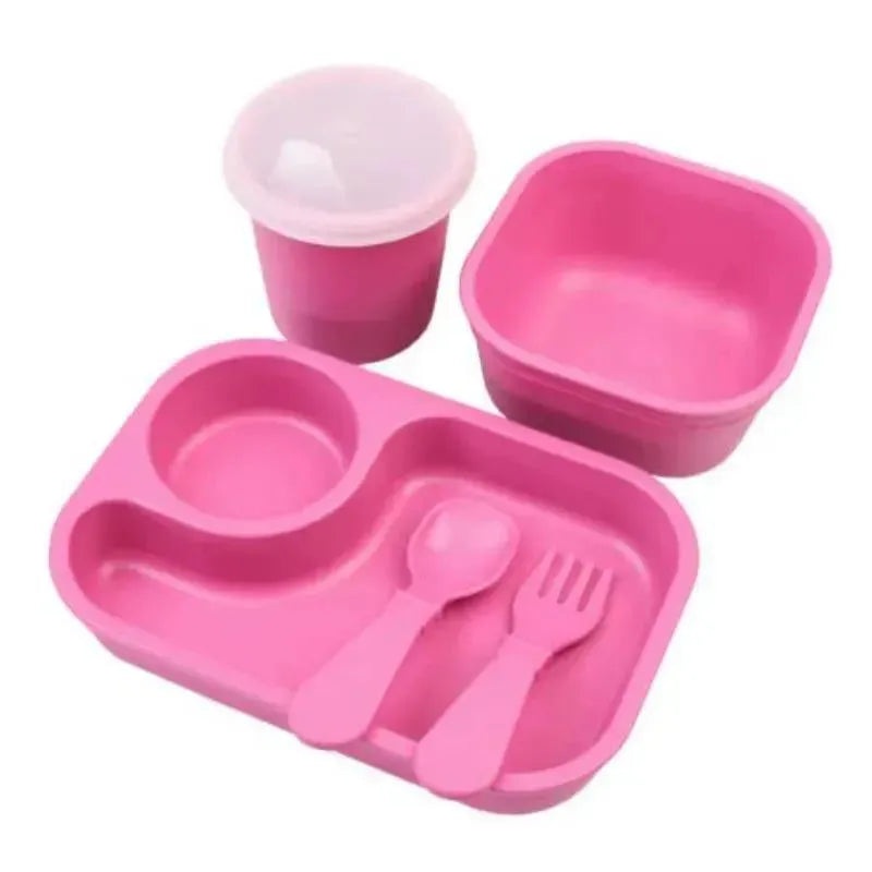 Re Play – 5Pk Tiny Dining Set Feeding Supplies for Babies and Toddlers, Bright Pink