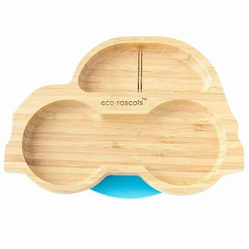 Eco Rascals – Bamboo Suction Plate, Car, Blue