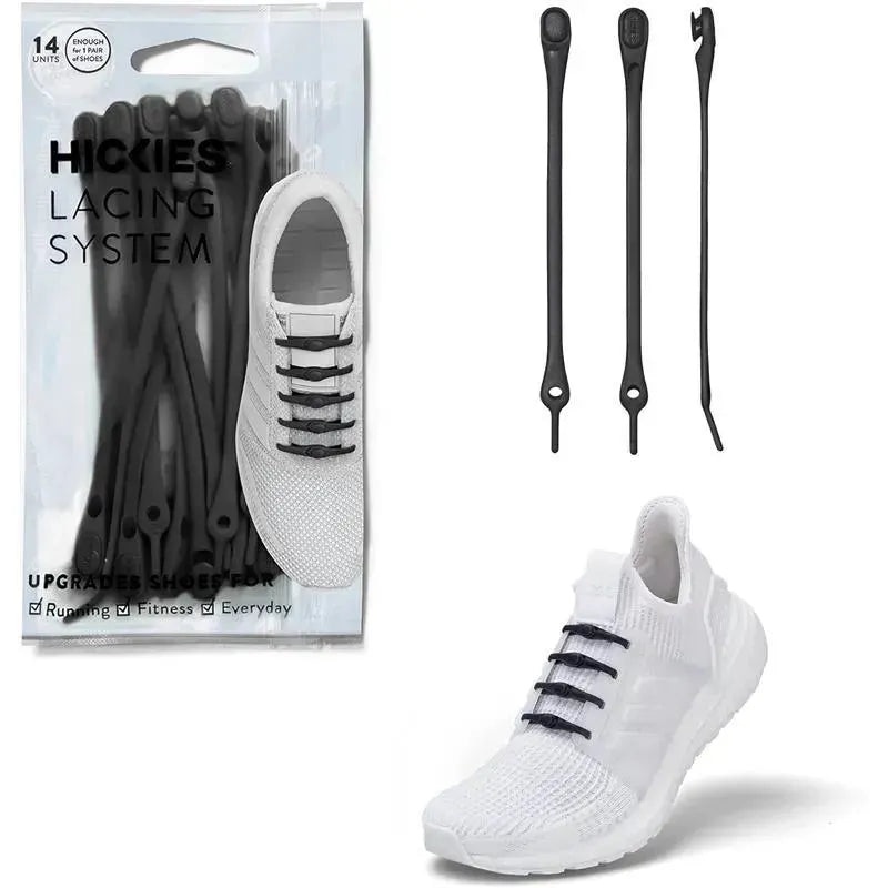 Hickies – No Tie Shoelaces For Adults Premium, Unisex, One Size fit All, Black Straps