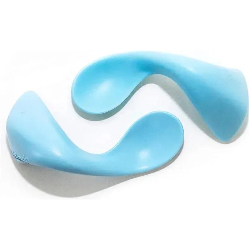 Kizingo – 2Pk Right-Handed Curved Baby Spoons for Baby-Led Weaning, Light Blue