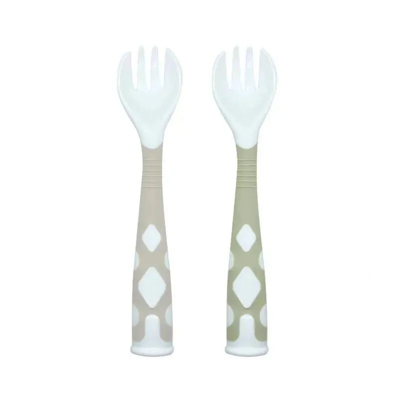 Kushies Baby – Silibend Forks, 2pack, Sand / Emerald