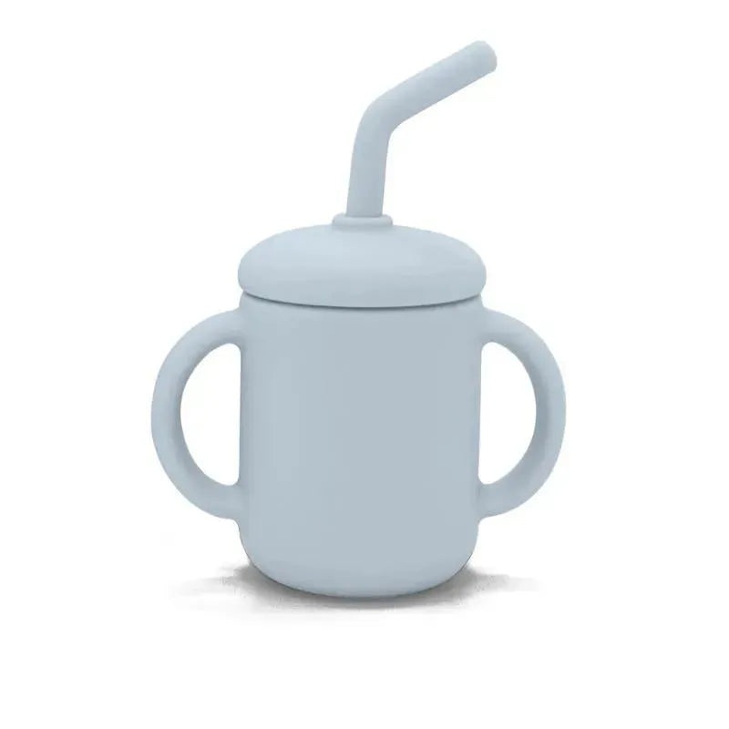 Kushies Baby – SILISIPPY Unbreakable, Spill-Proof Silicone Cup with Straw, 4 oz, Blue